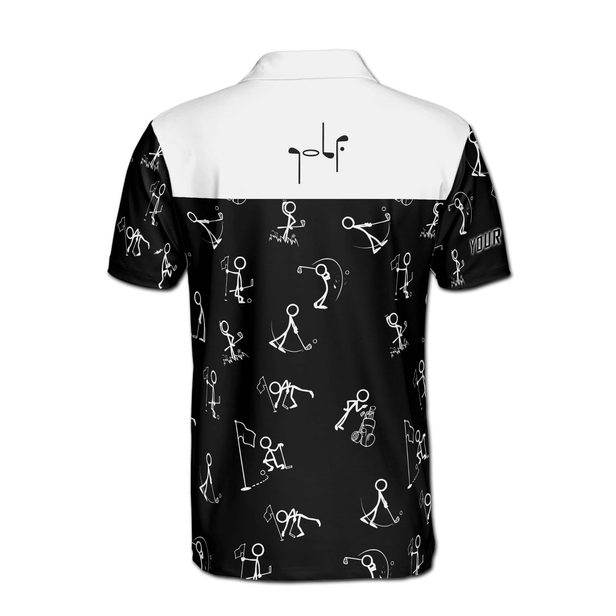 Personalizedize Name Funny Golf Stick Figure Men's Polo Shirt, Golfer Jersey Gift - Image 6