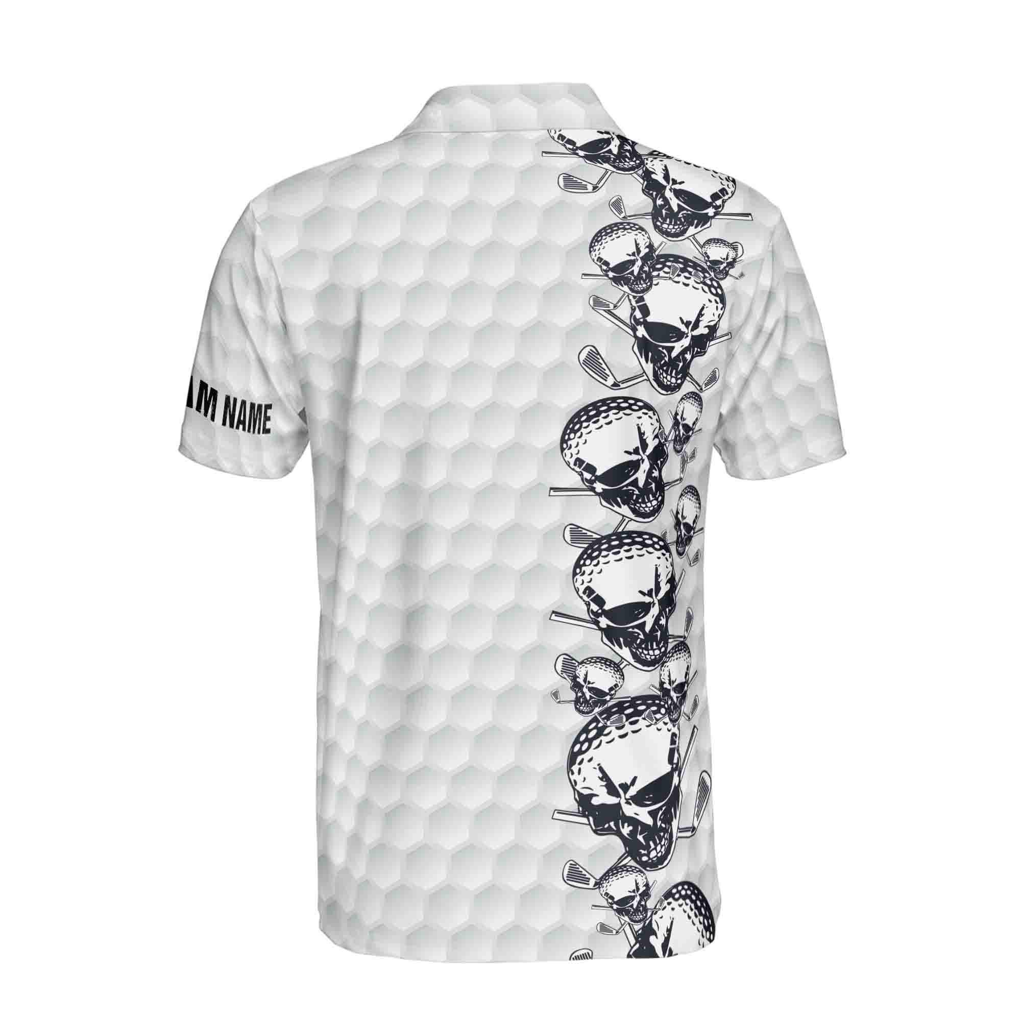 Personalizedize Name Golfing Pattern Skull Golf Team Men's Polo Shirt - Image 3