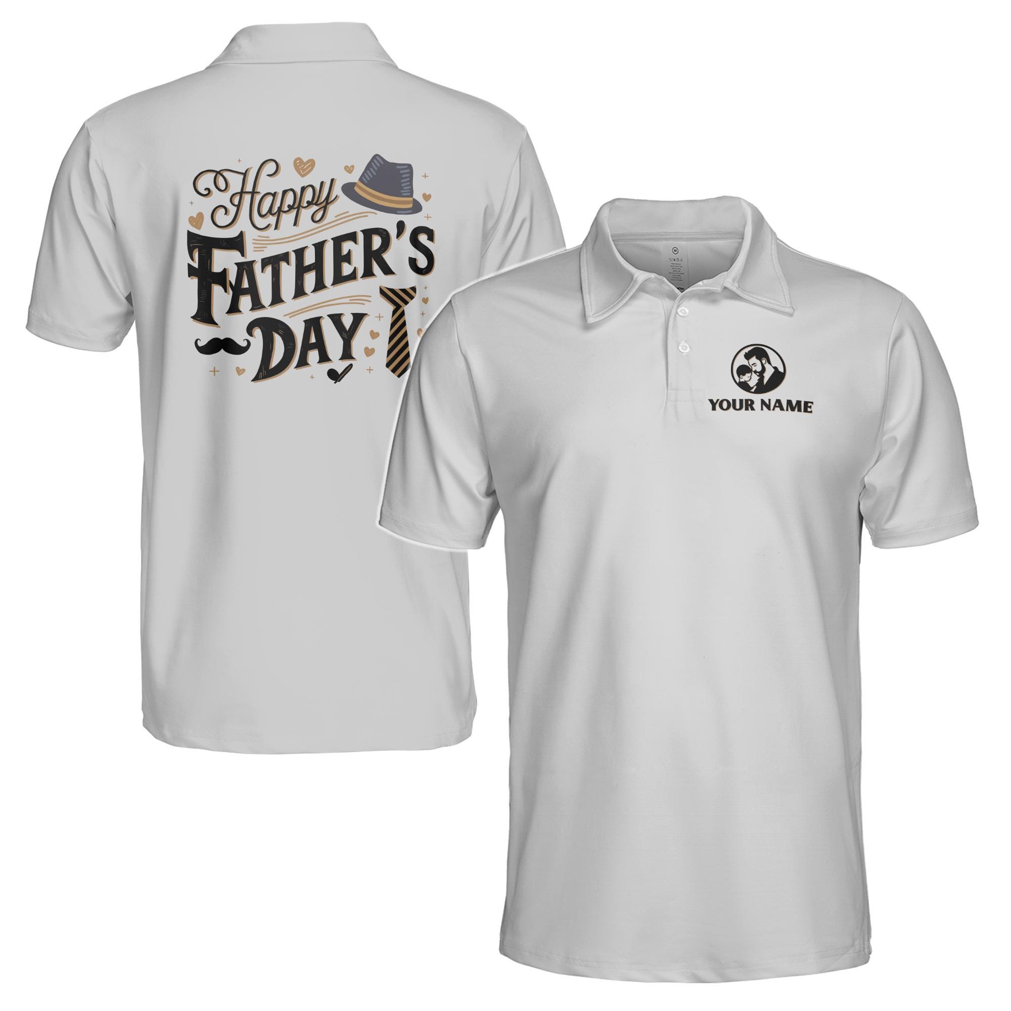 Personalizedize Name Happy Dad Accessories White 3D Men's Polo Shirt