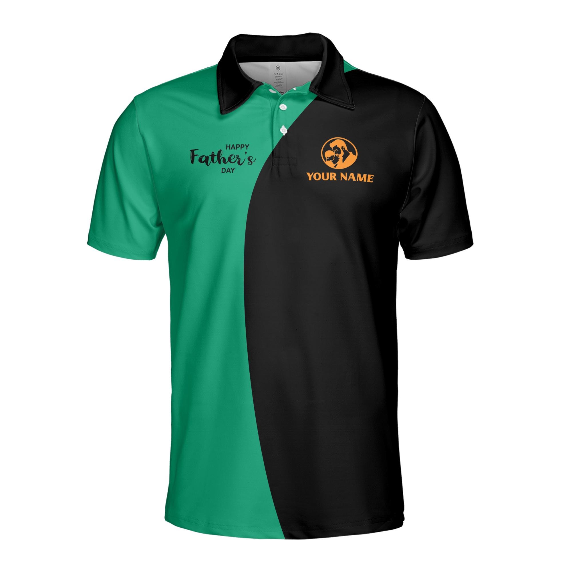 Alternative view of Personalizedize Name Heroes Met My Dad Black Green 3D Men's Polo Shirt