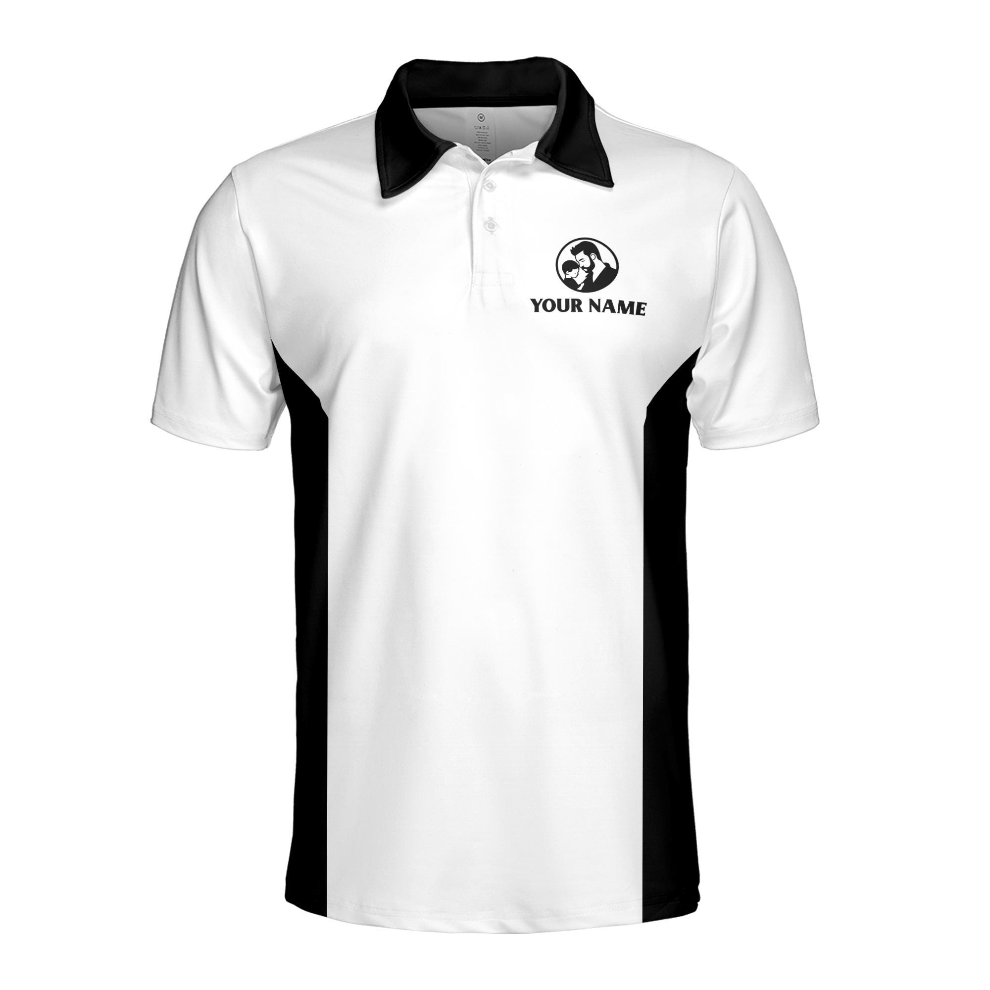 Alternative view of Personalizedize Name I Love My Daddy Sketch White 3D Men's Polo Shirt