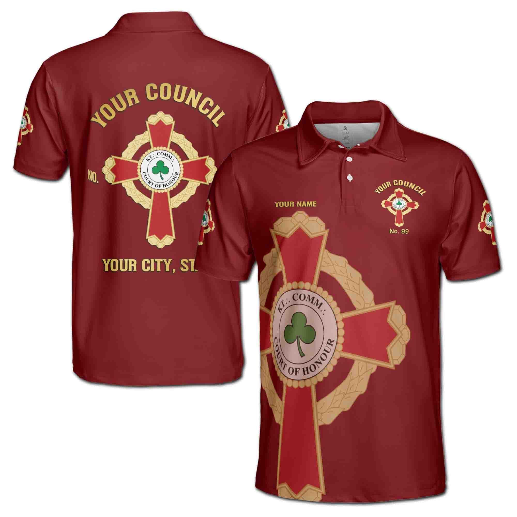 Personalizedize Name Knight Commander Court of Honor Men's Polo Shirt