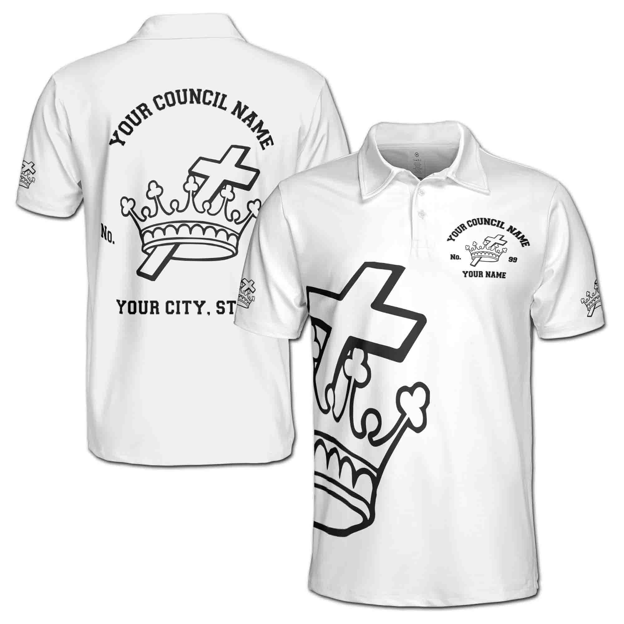 Personalizedize Name Knight Templar Freemason White 3D Polo Shirt