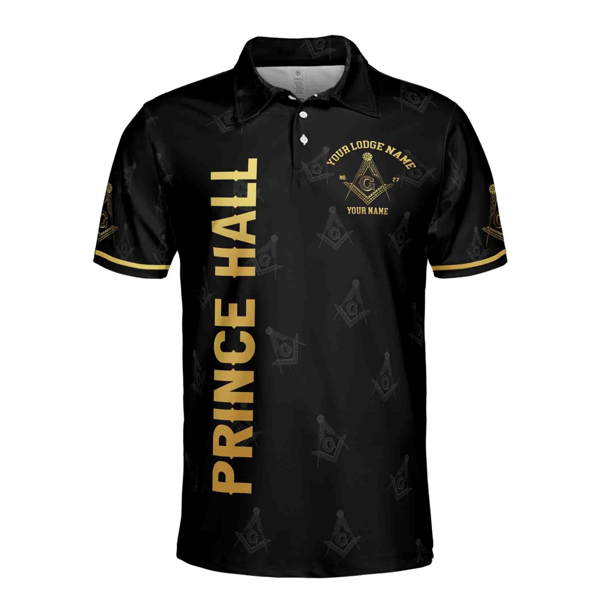 Alternative view of Personalizedize Name Lodge Name Prince Hall PHA Freemasonry Masonic Men's Polo Shirt