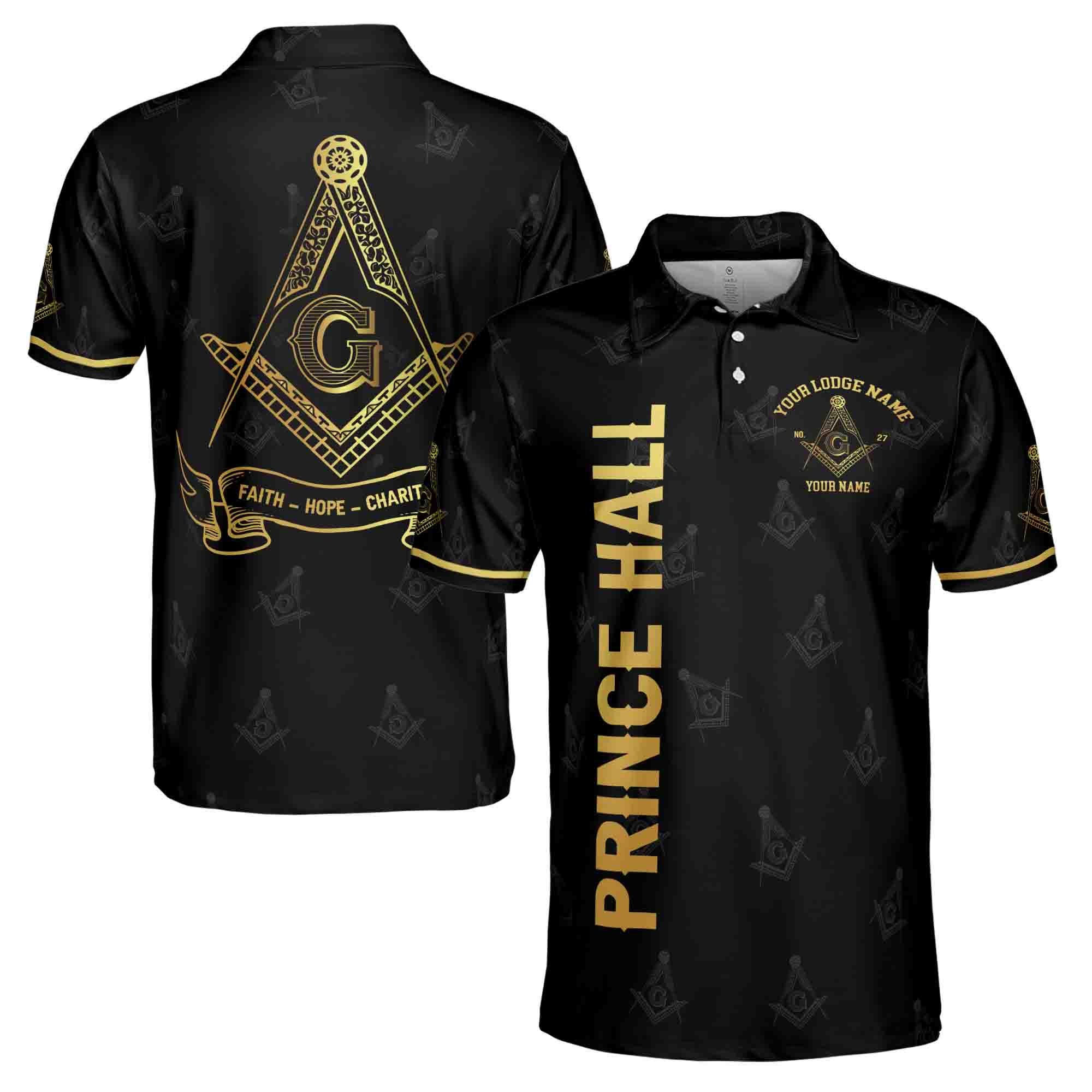 Personalizedize Name Lodge Name Prince Hall PHA Freemasonry Masonic Men's Polo Shirt