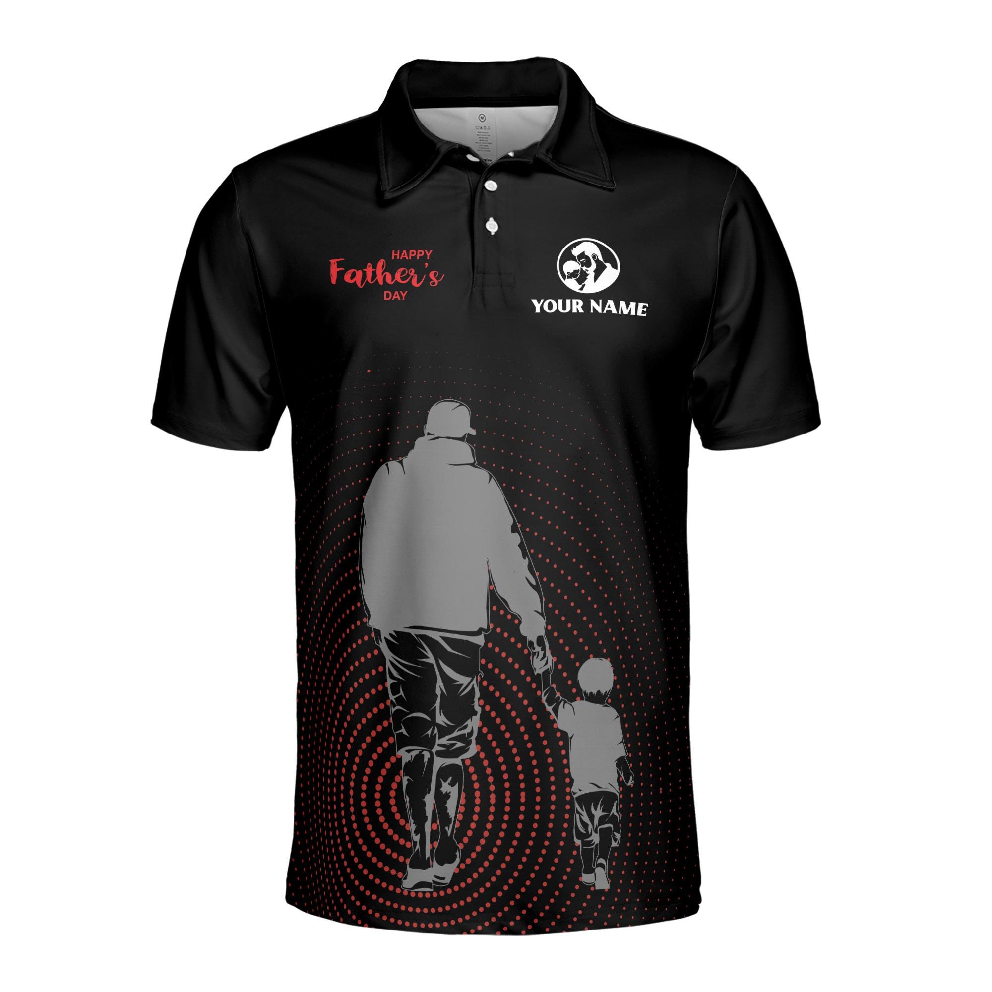 Alternative view of Personalizedize Name Love A Girl More Than Dad Black 3D Men's Polo Shirt