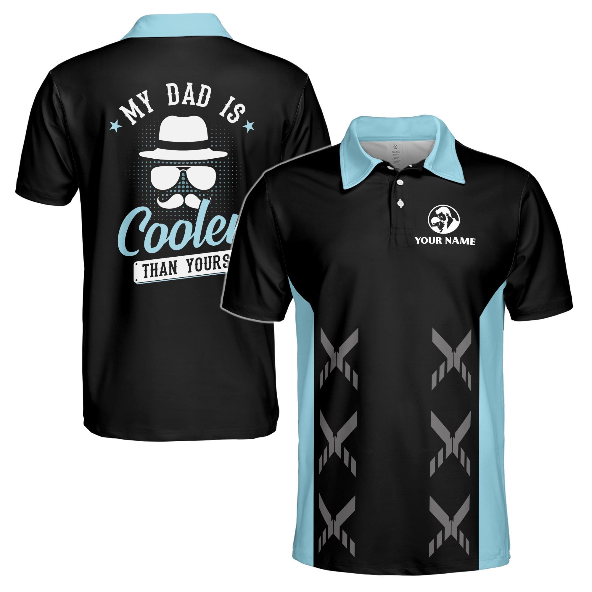 Personalizedize Name My Dad Is Cooler Than Yours Black 3D Men's Polo Shirt