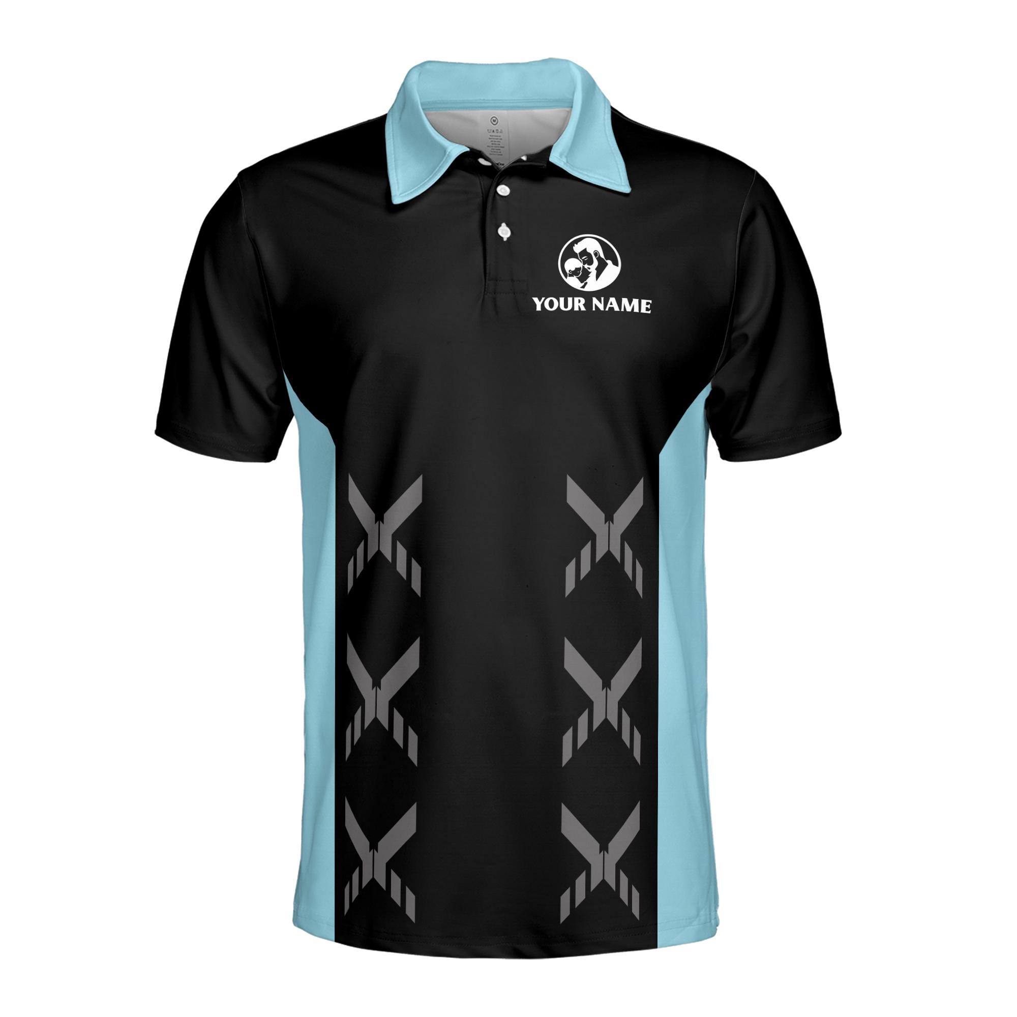 Alternative view of Personalizedize Name My Dad Is Cooler Than Yours Black 3D Men's Polo Shirt