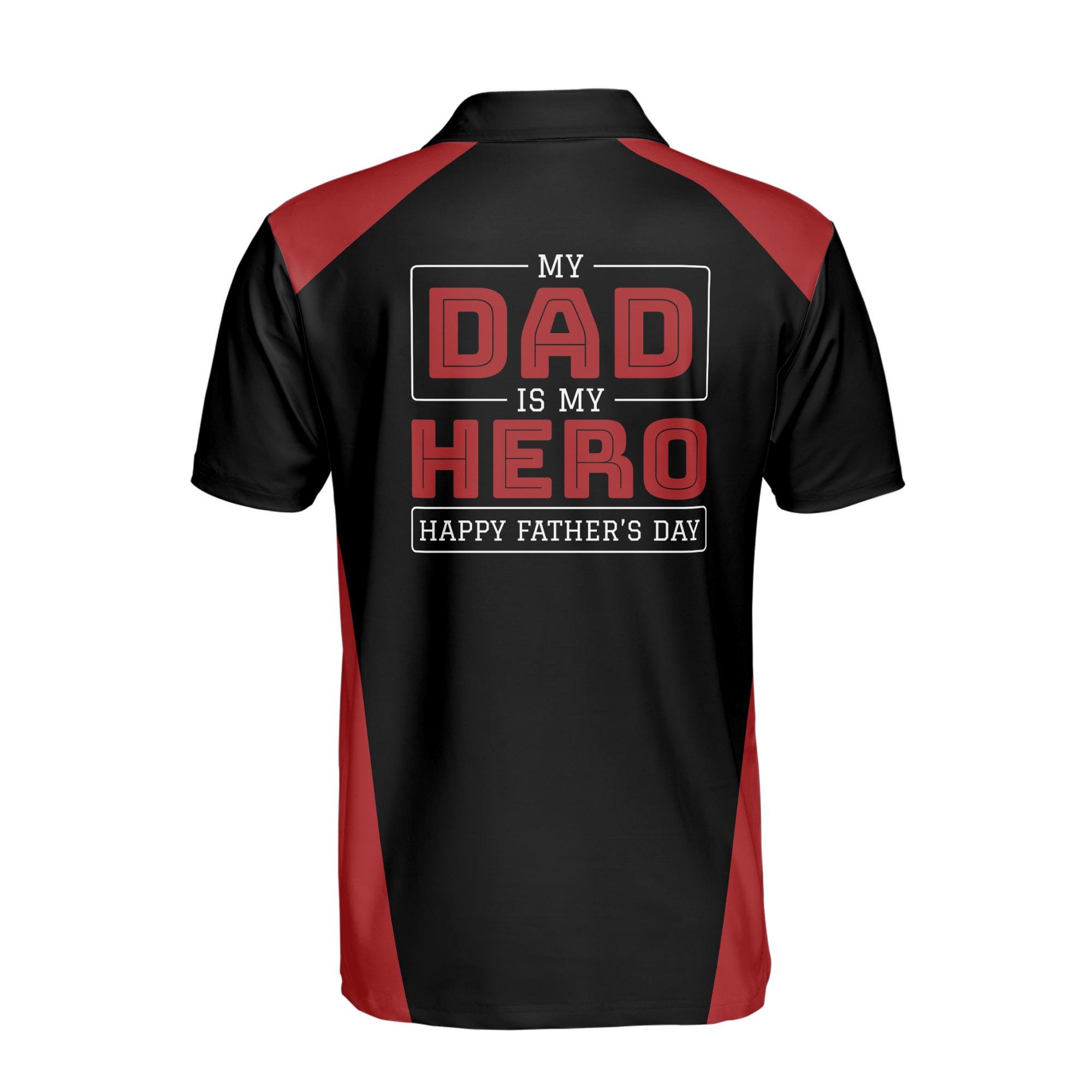 Alternative view of Personalizedize Name My Dad Is My Hero Black 3D Men's Polo Shirt