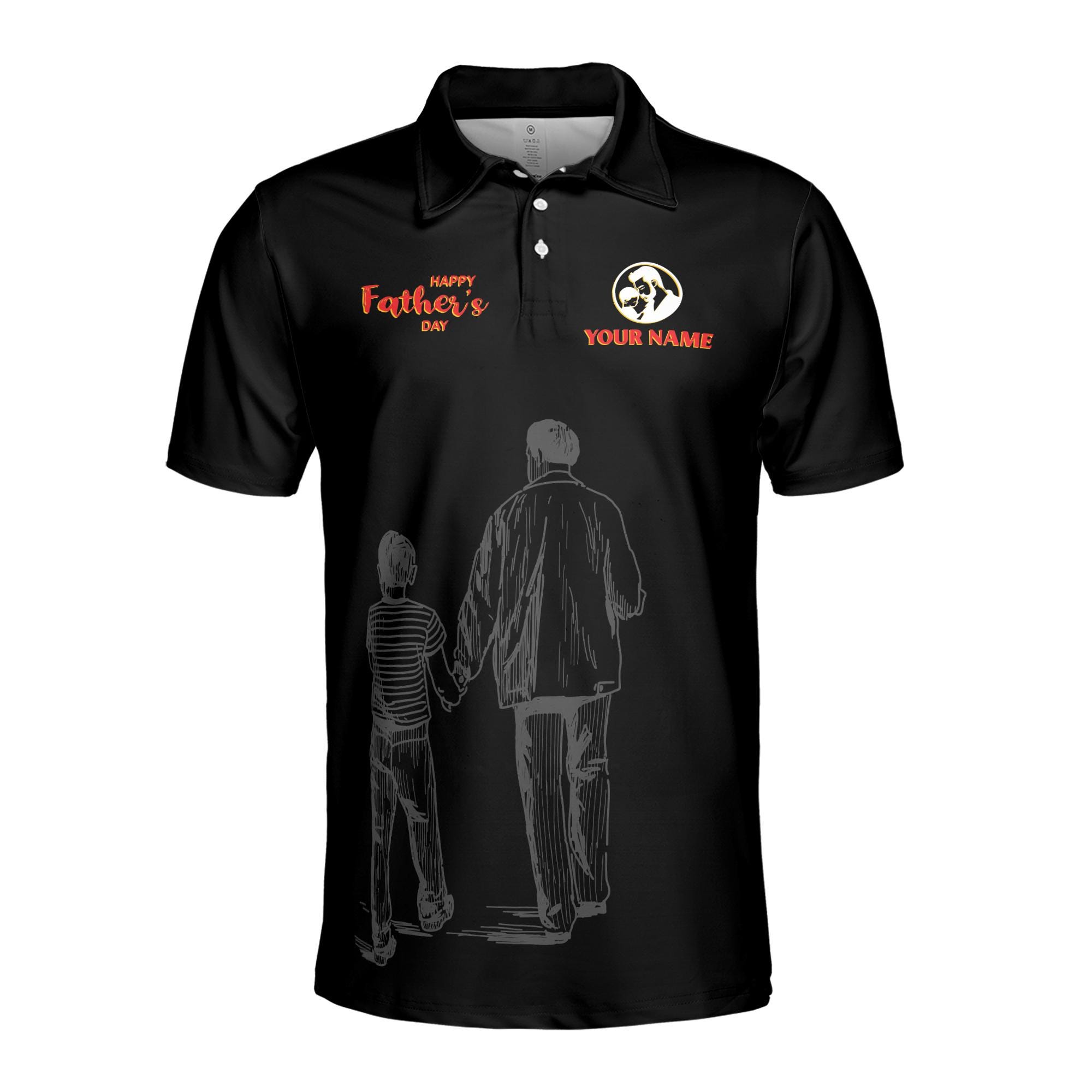 Alternative view of Personalizedize Name My Hero Love You Dad Black 3D Men's Polo Shirt
