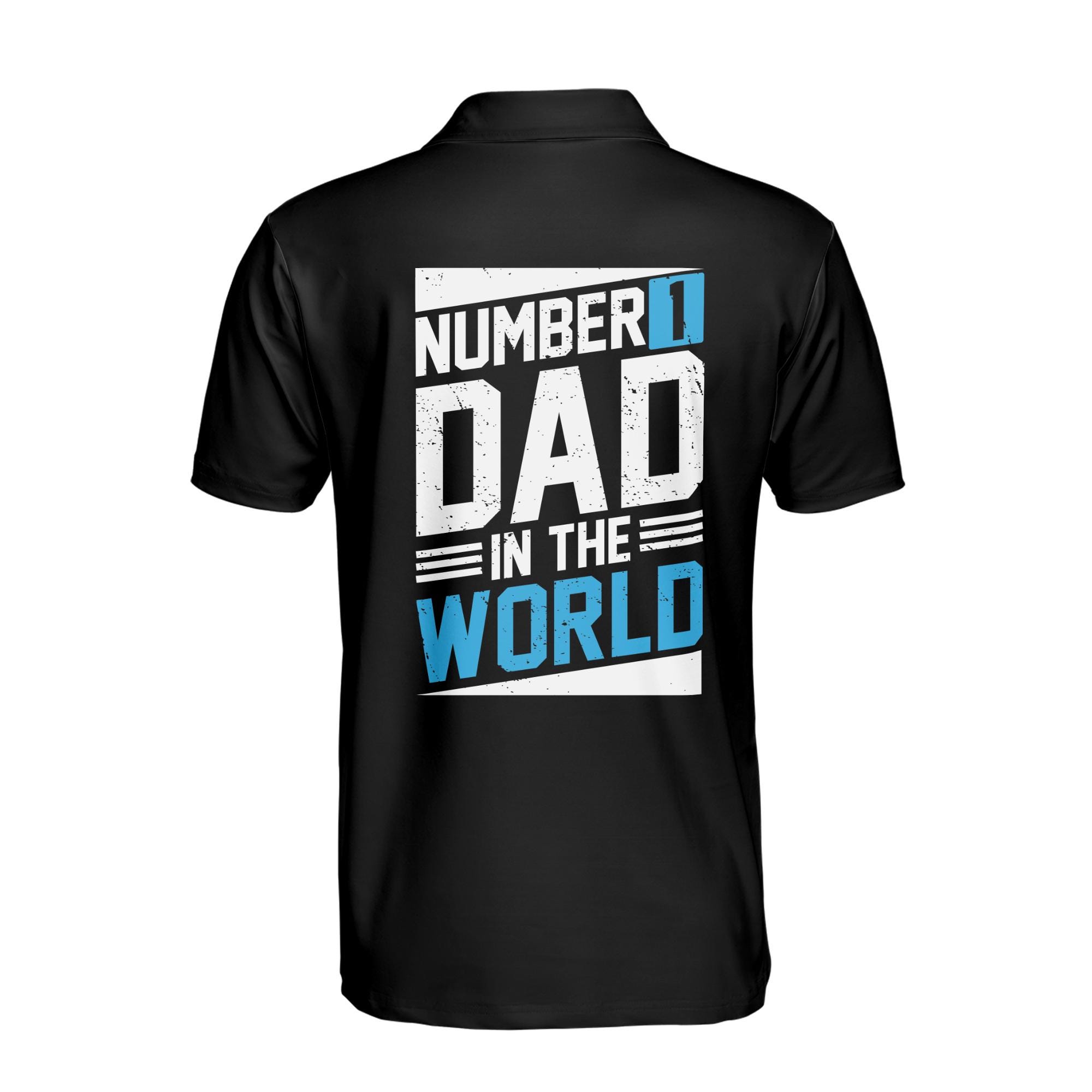 Personalizedize Name Number One Dad In The World Black 3D Men's Polo Shirt - Image 3