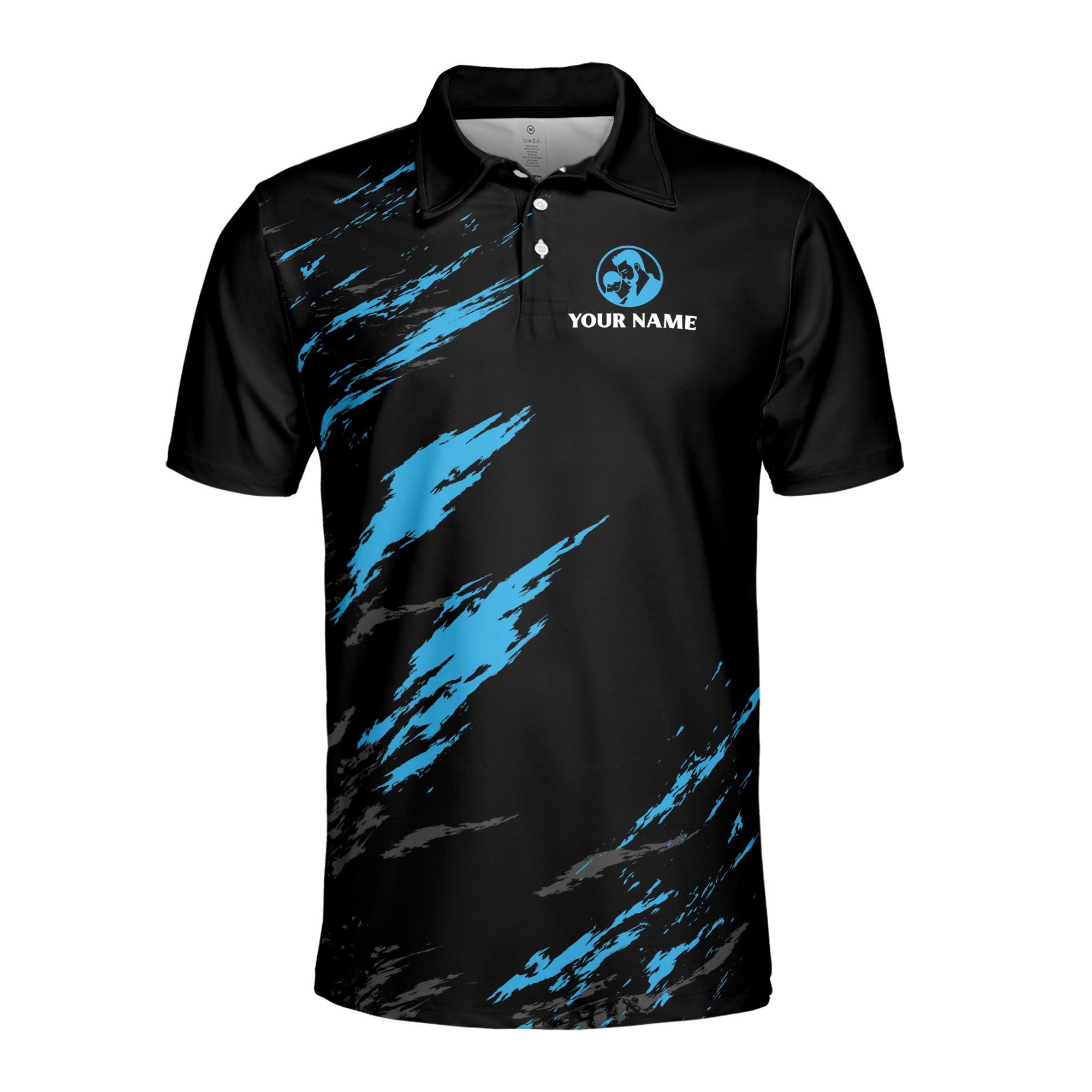 Alternative view of Personalizedize Name Number One Dad In The World Black 3D Men's Polo Shirt