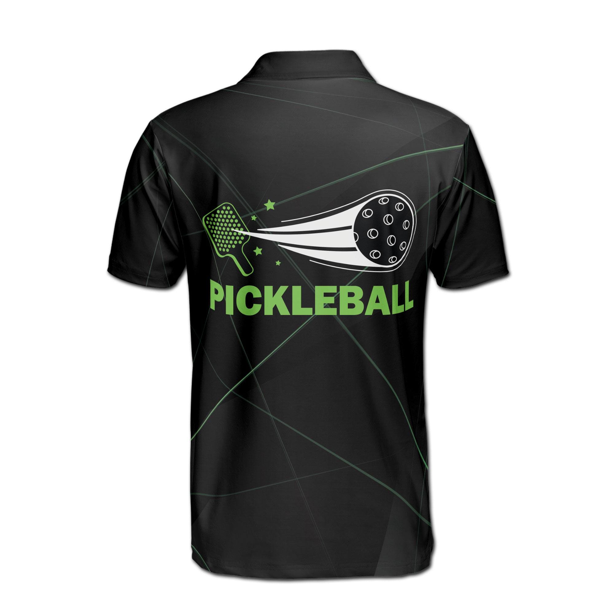 Personalizedize Name Pickleball Paddle Geometric Black 3D Men's Polo Shirt - Image 3