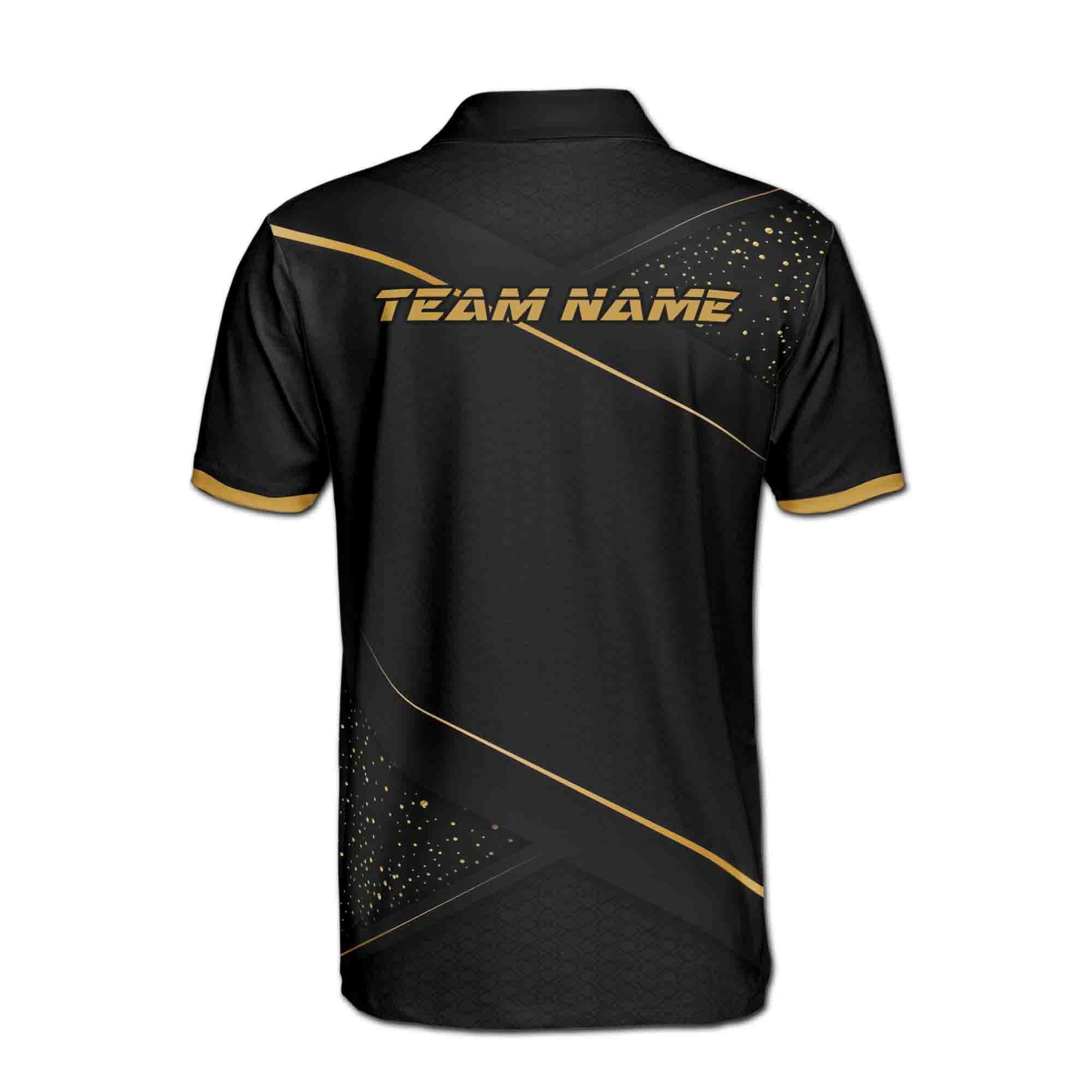 Personalizedize Name Pickleball Paddle Gold Dust Black 3D Men's Polo Shirt - Image 3