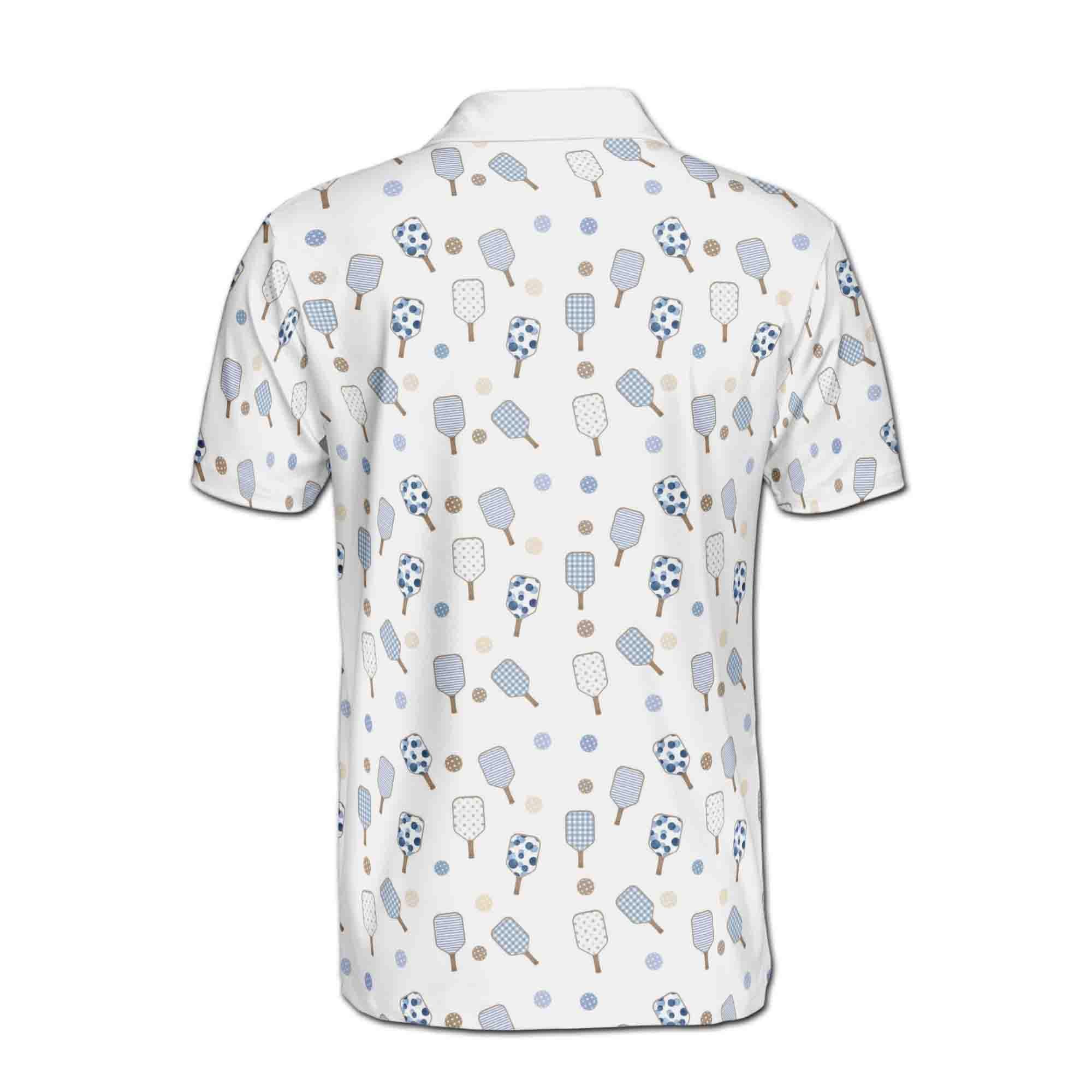 Personalizedize Name Pickleball Paddle Pattern White 3D Men's Polo Shirt - Image 3