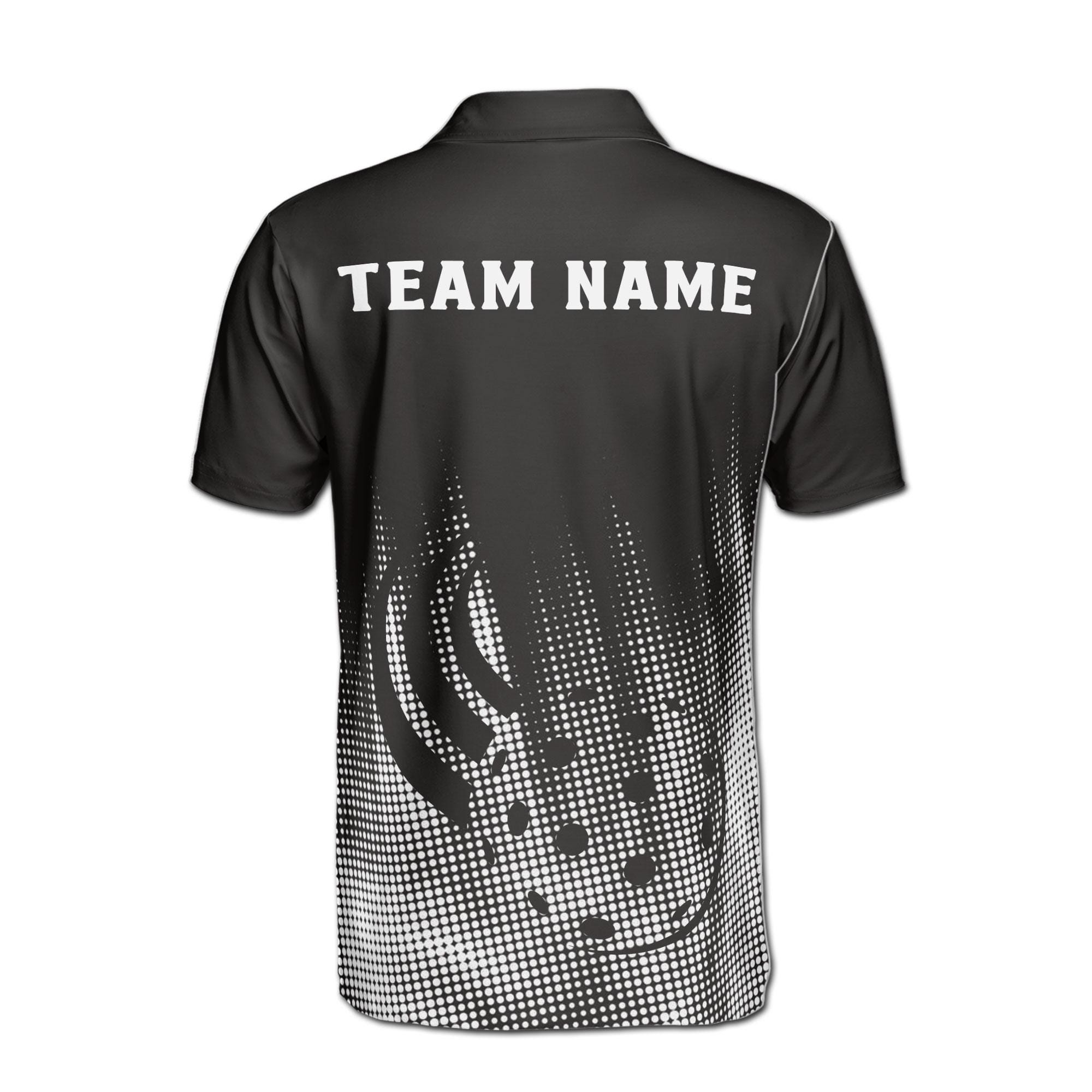 Personalizedize Name Pickleball Paddle Swing Black White 3D Men's Polo Shirt - Image 3