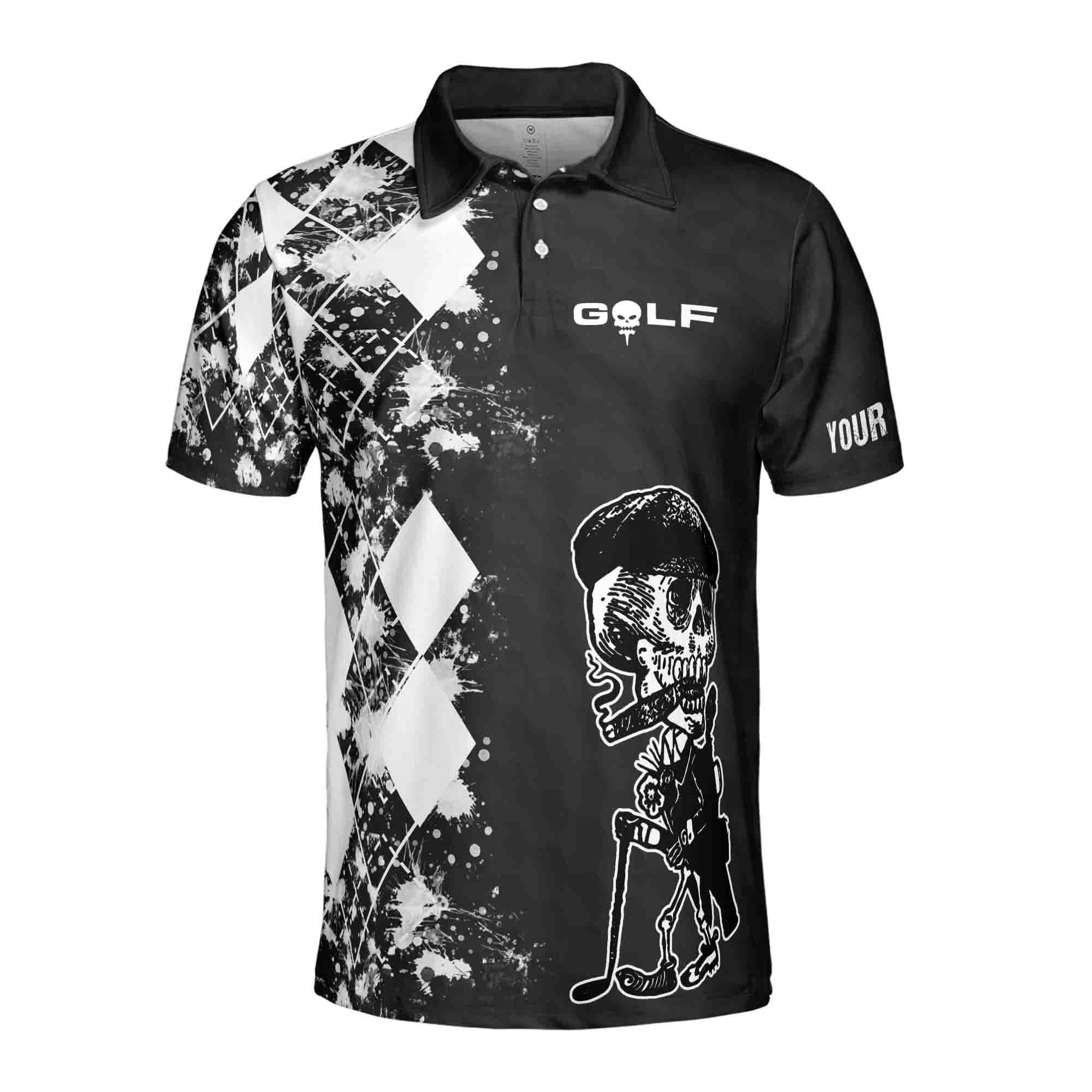 Alternative view of Personalizedize Name Skull Golf Hello Darkness I've Come To You Polo Shirt