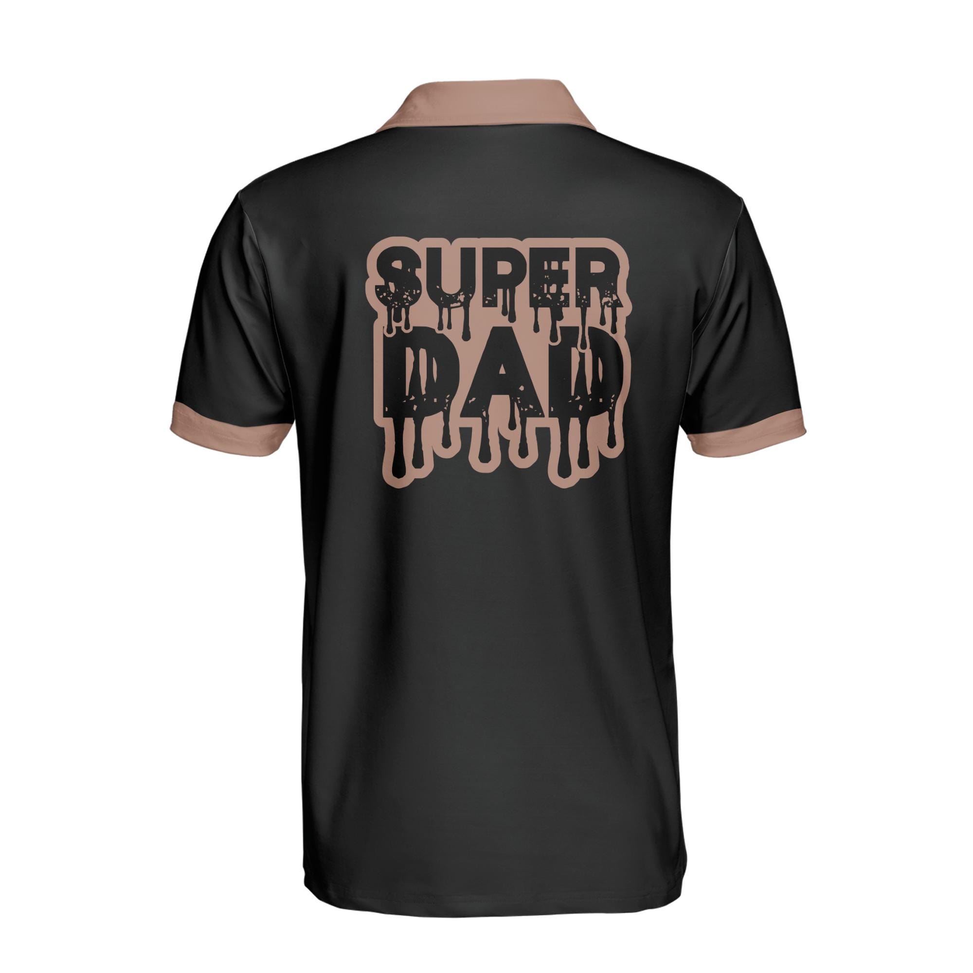 Alternative view of Personalizedize Name Super Dad Dripping Black 3D Men's Polo Shirt