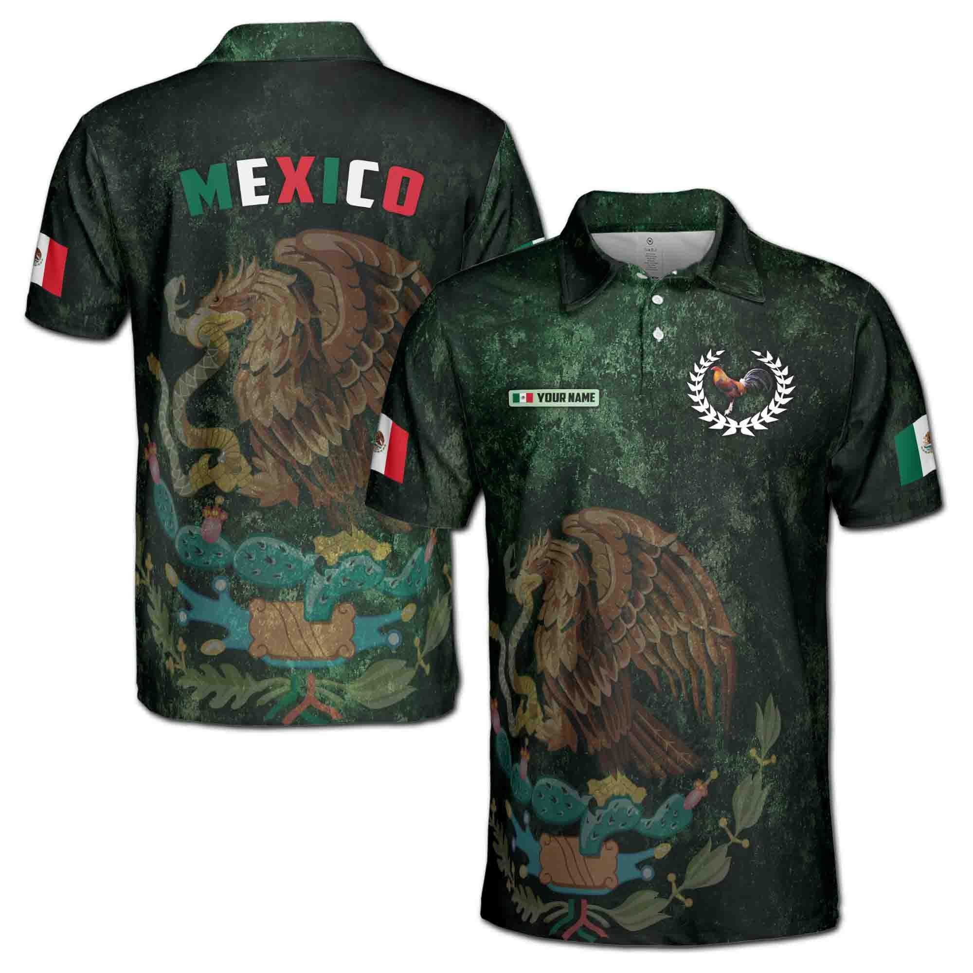 Personalizedize Patriotic Mexico Coat Of Arms Men's Polo Shirt