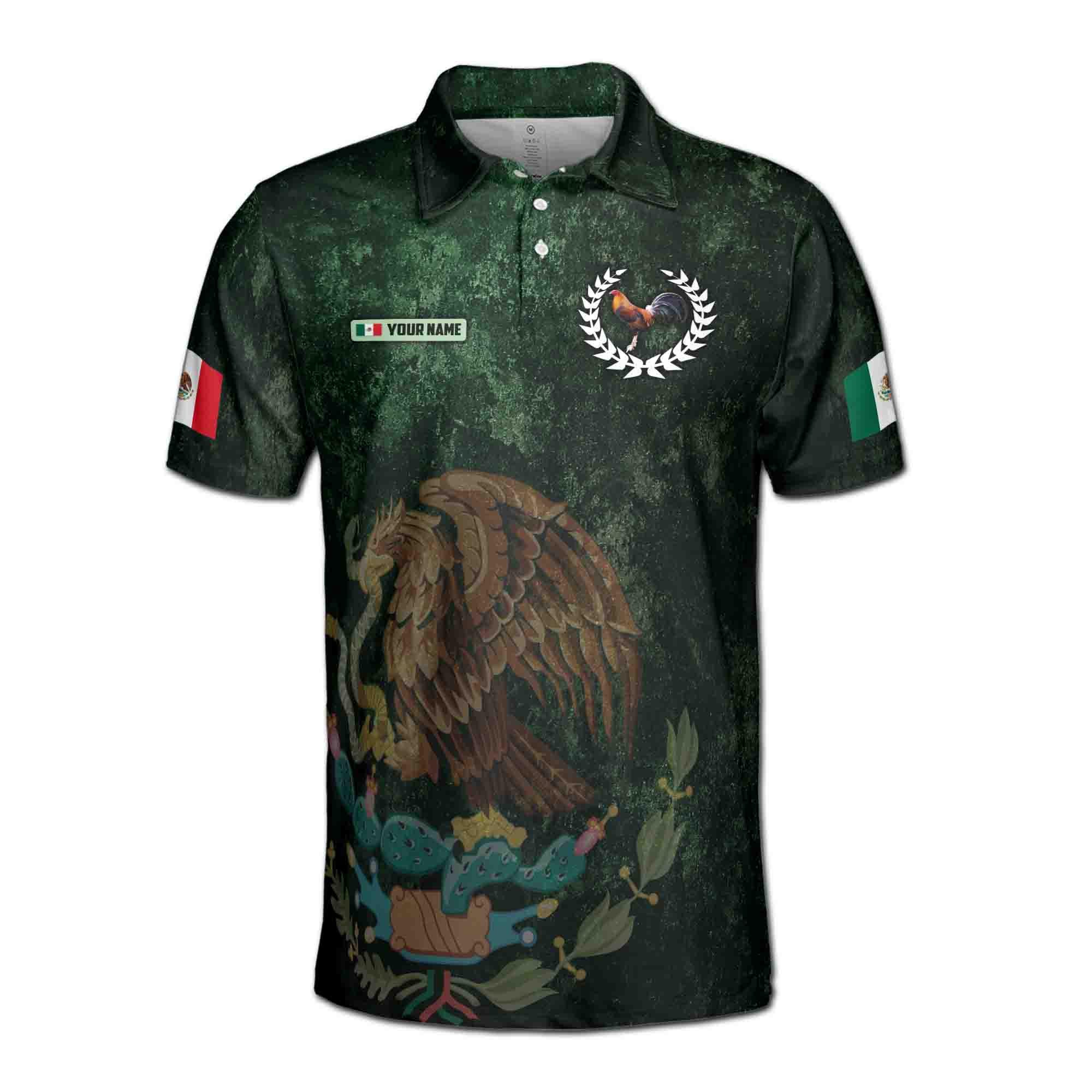 Alternative view of Personalizedize Patriotic Mexico Coat Of Arms Men's Polo Shirt