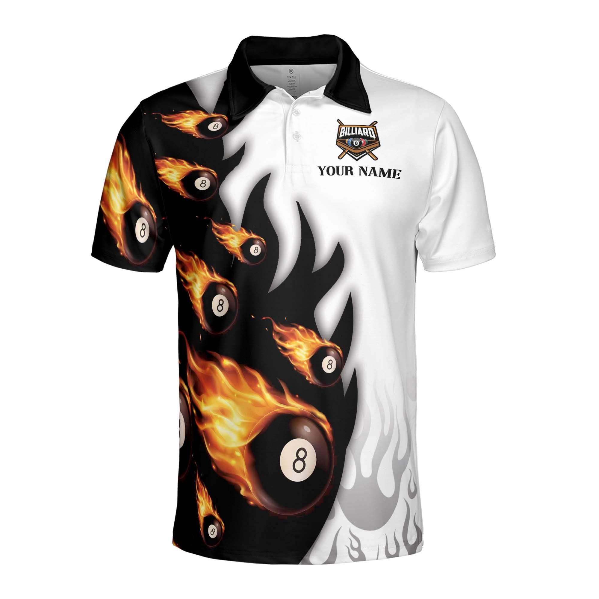 Alternative view of Personalizedized Flaming Billiard Team Name Men's Polo Shirt