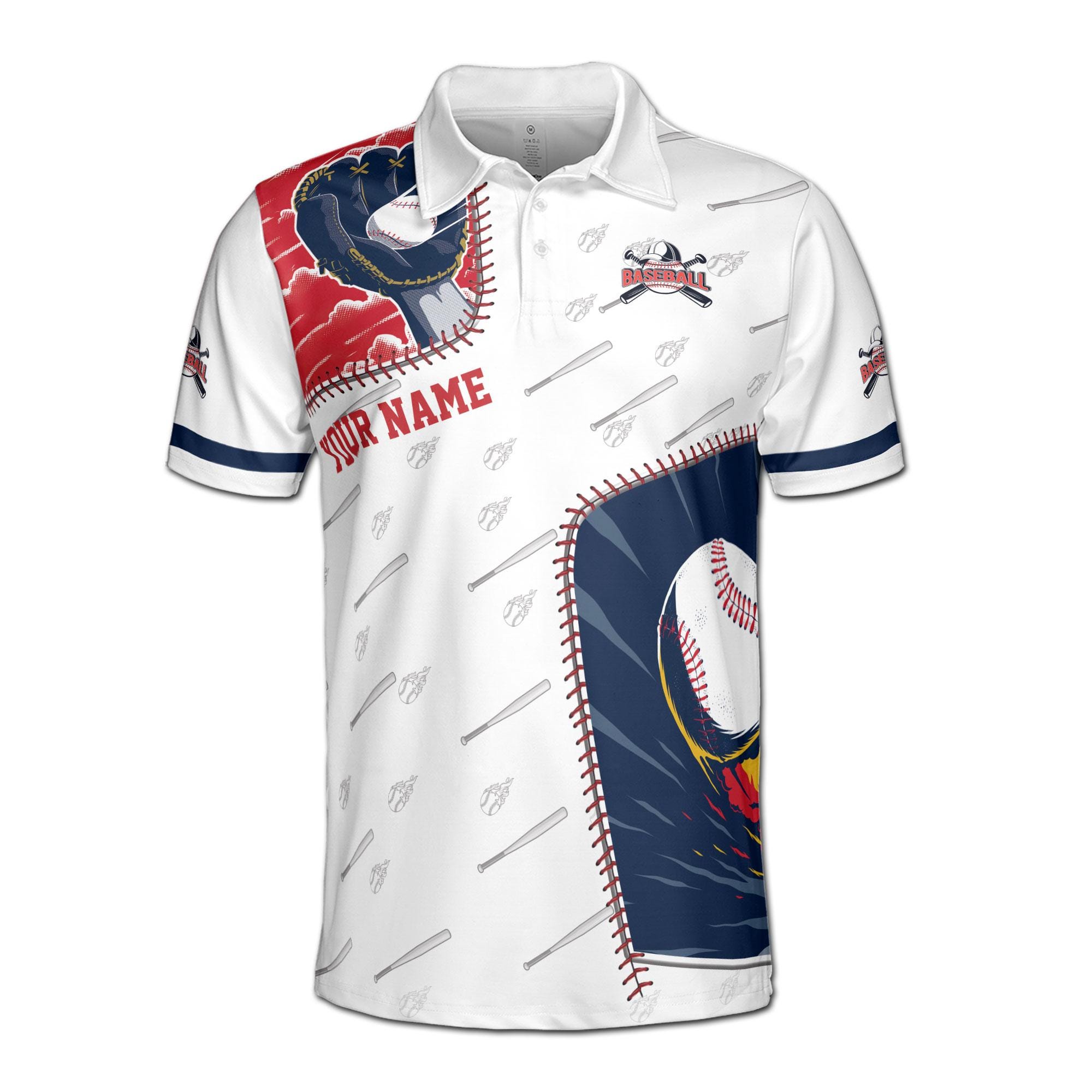 Personalizedized Name Baseball Player Baseball On Flame Men's Polo Shirt