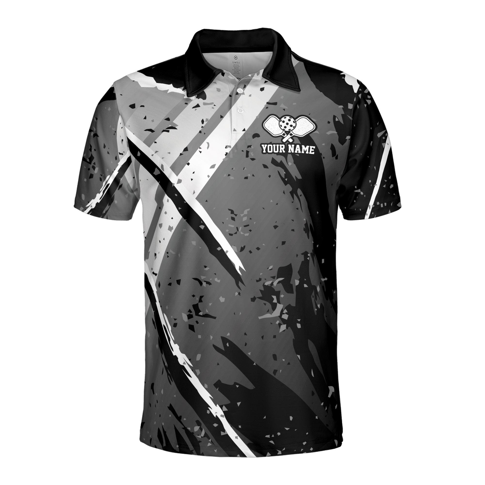 Alternative view of Personalizedized Name Grey Spatter Pickleball Team Play Men's Polo Shirt