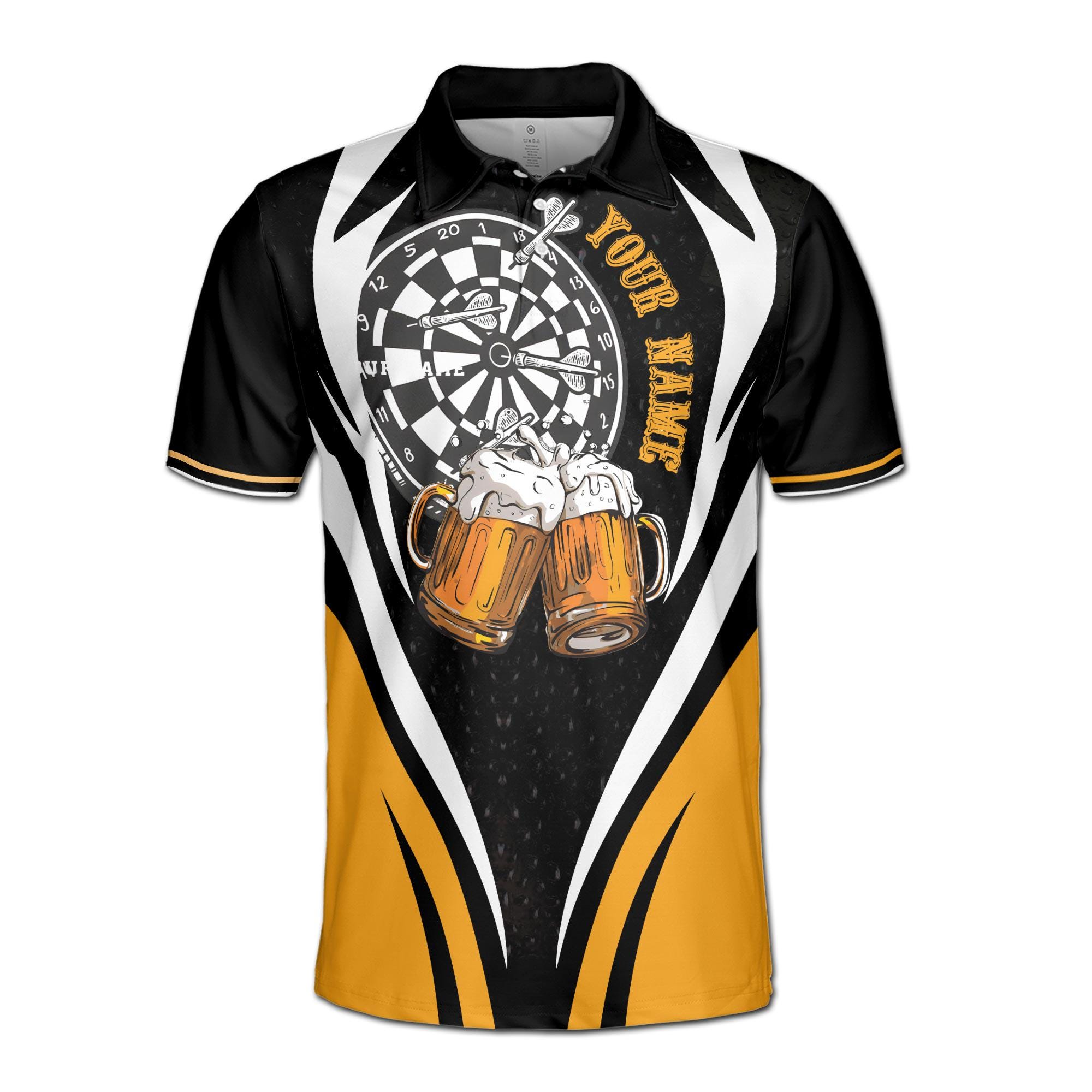 Alternative view of Personalizedized Try To Keep Up Playing Darts Drinking Beer Men's Polo Shirt