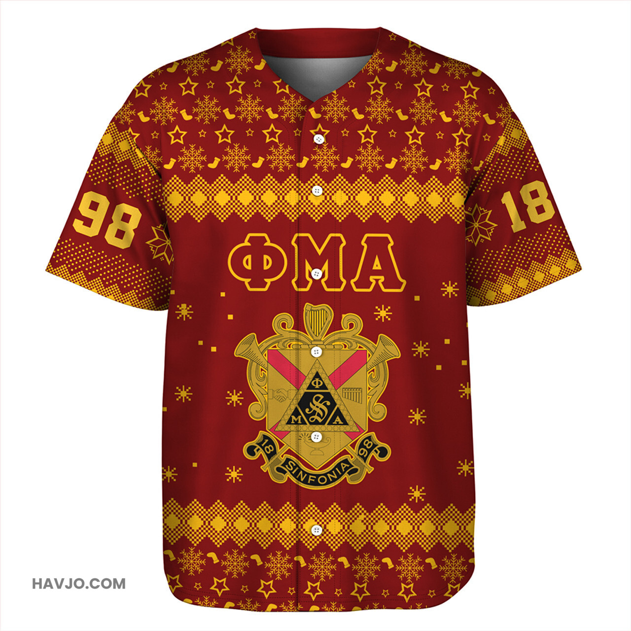 Phi Mu Alpha Sinfonia Christmas Mascot Greek Life Baseball Jersey