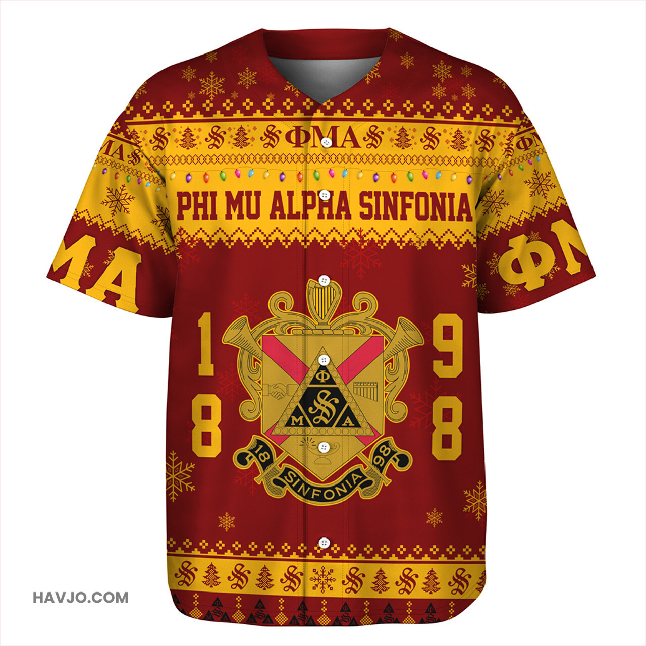 Phi Mu Alpha Sinfonia Christmas Style Pattern Baseball Jersey