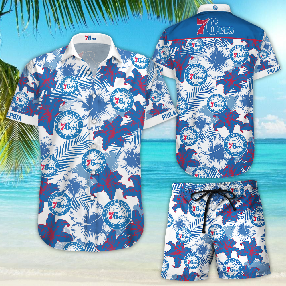 Philadelphia 76ers Hawaiian Shirt Tropical Aloha Button Up