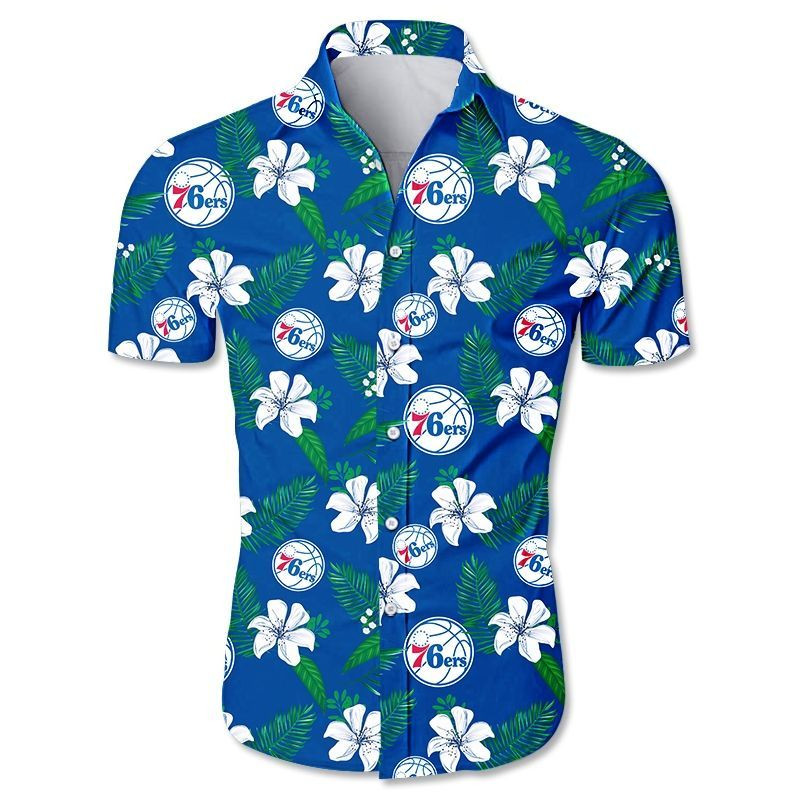 Philadelphia 76ers Hawaiian Shirt Tropical Aloha Button Up