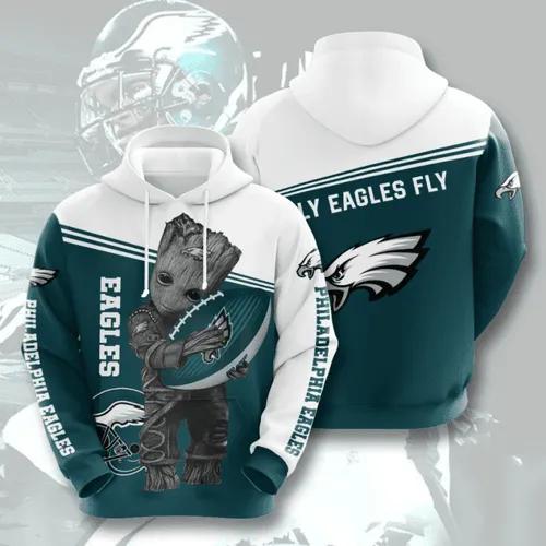 Philadelphia Eagles Baby Groot NFL 3D All Over Print Hoodie