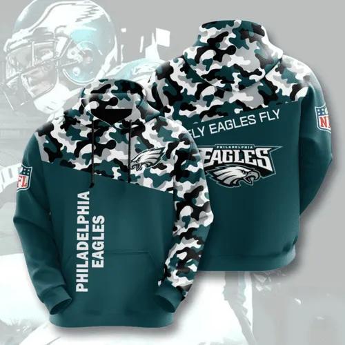 Philadelphia Eagles Camo NFL 3D All Over Print Hoodie
