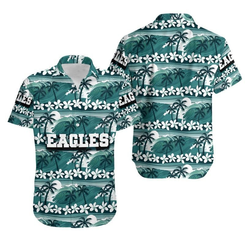 Philadelphia Eagles Coconut Trees1 Hawaiian Shirt Tropical Aloha Button Up