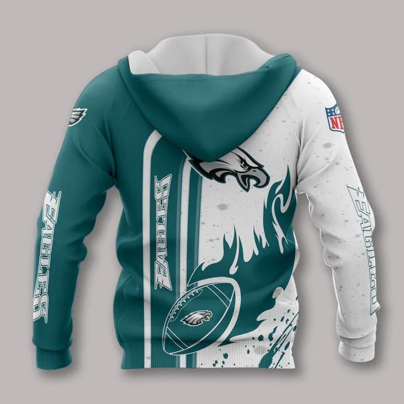 Alternative view of Philadelphia Eagles Fire Ball NFL 3D All Over Print Hoodie