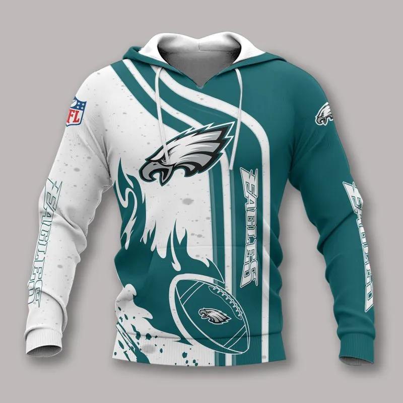 Philadelphia Eagles Fire Ball NFL 3D All Over Print Hoodie