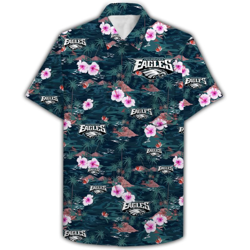 Philadelphia Eagles Flip Flops Hawaiian Shirt Tropical Aloha Button Up
