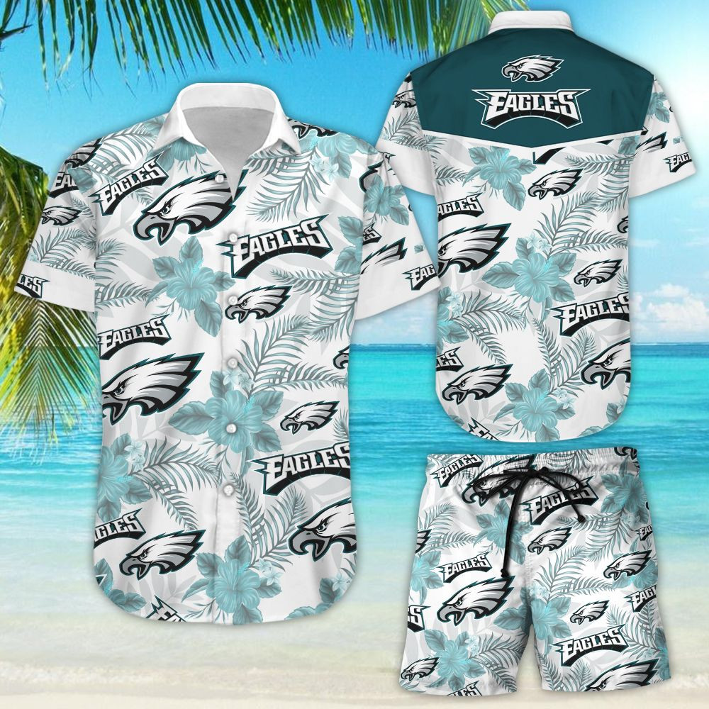Philadelphia Eagles Football Hawaiian Shirt Tropical Aloha Button Up