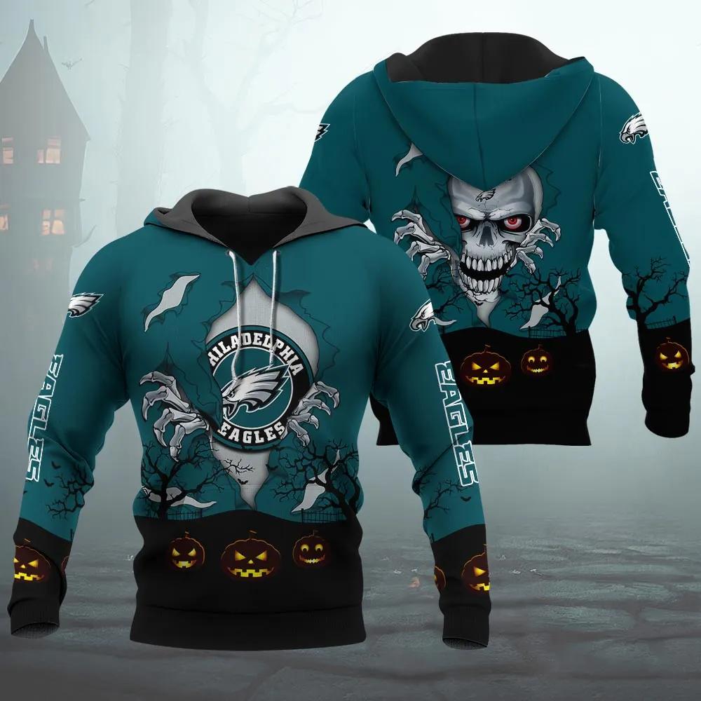 Philadelphia Eagles Halloween 3D NFL All Over Print Hoodie
