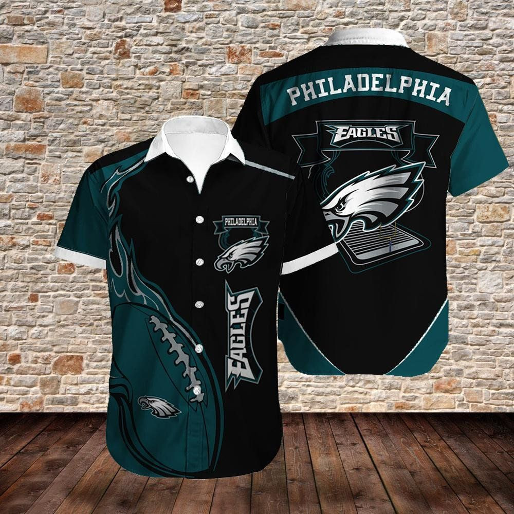 Philadelphia Eagles Hawaiian Shirt Tropical Aloha Button Up