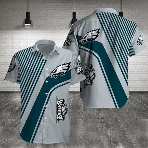 Philadelphia Eagles Hawaiian Shirt Tropical Aloha Button Up