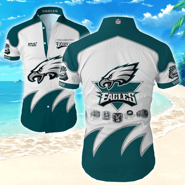 Philadelphia Eagles Hawaiian Shirt Tropical Aloha Button Up