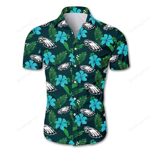 Philadelphia Eagles Hibiscus Tropical Hawaiian Shirt Tropical Aloha Button Up