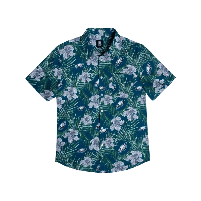 Philadelphia Eagles Logo Hibiscus Tropical Hawaiian Shirt Tropical Aloha Button Up