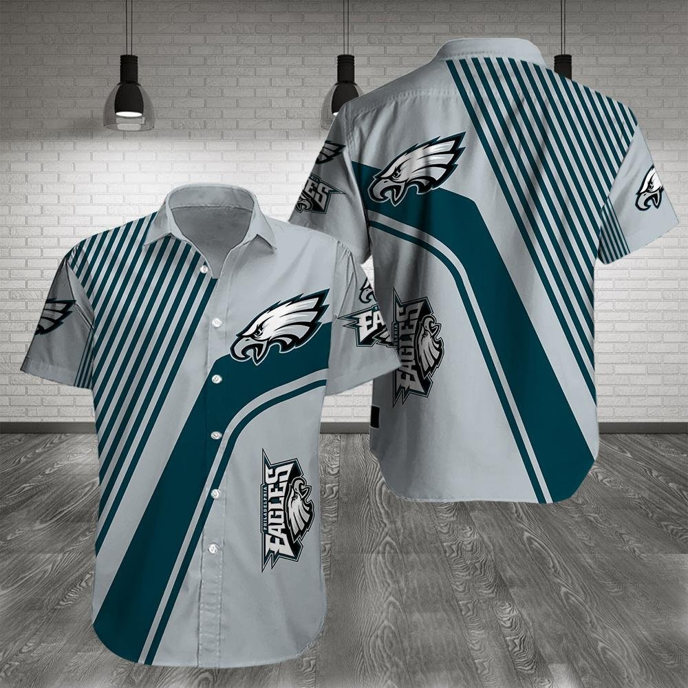 Philadelphia Eagles Logo Summer Hawaiian Shirt Tropical Aloha Button Up