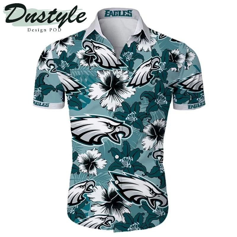 Philadelphia Eagles Logo Tropical Hawaiian Shirt Tropical Aloha Button Up