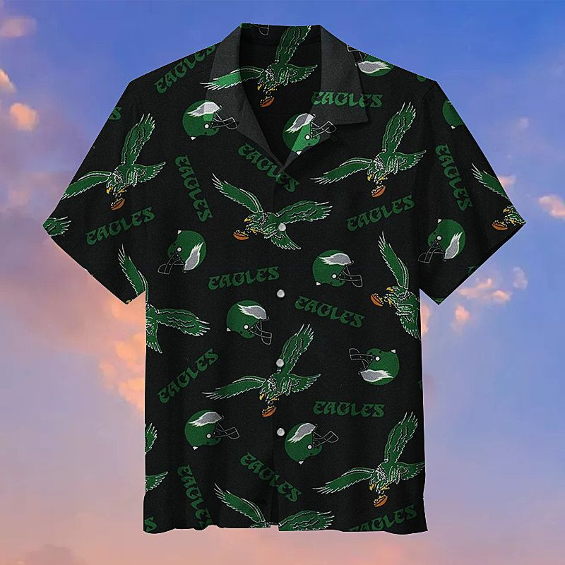 Philadelphia Eagles Retro Logo Hawaiian Shirt Tropical Aloha Button Up