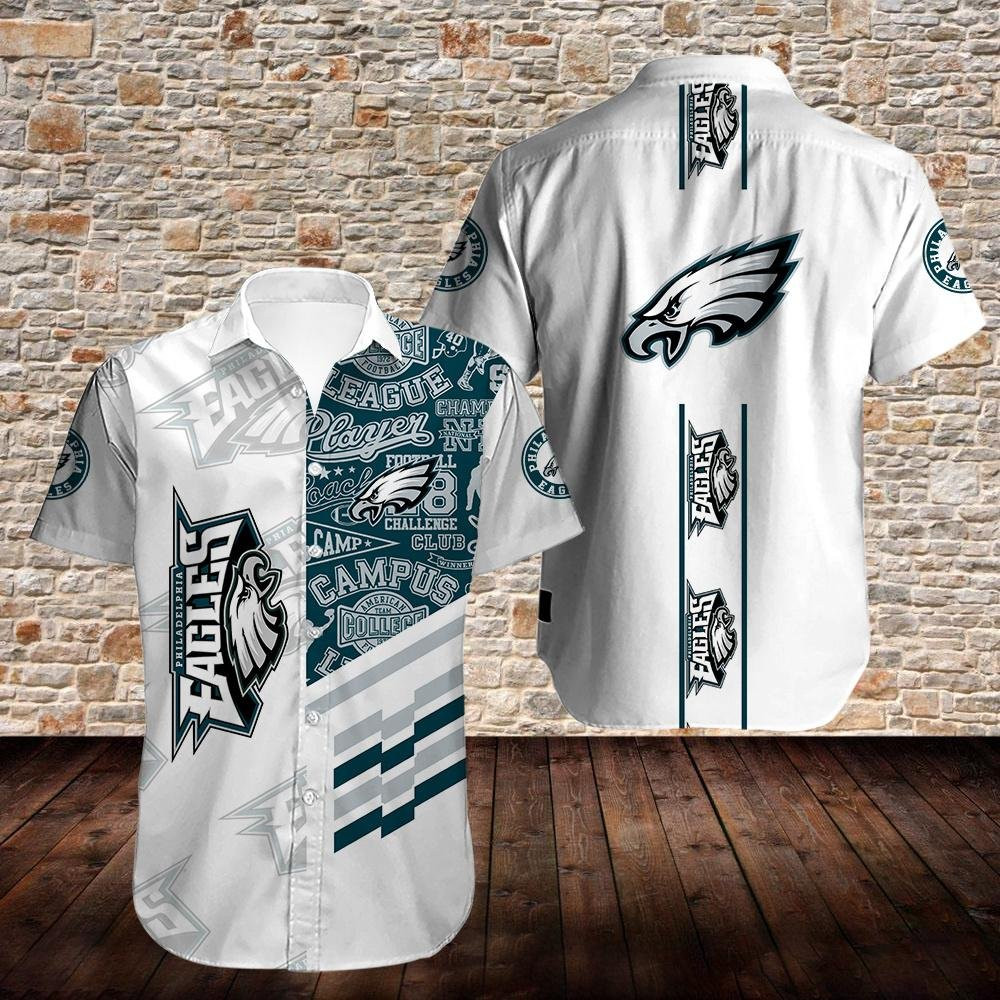 Philadelphia Eagles Summer Hawaiian Shirt Tropical Aloha Button Up