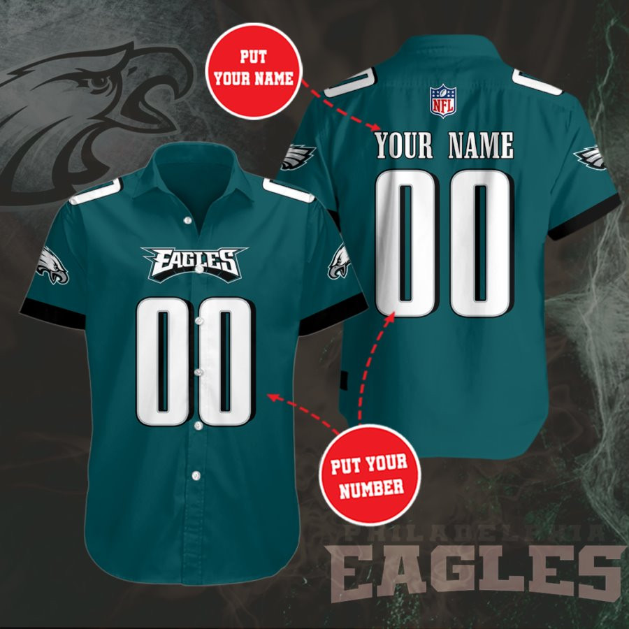 Personalized Philadelphia Eagles Team Up Hawaiian Shirt Tropical Aloha Button Up